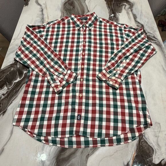 Dockers Other - Dockers Mens Long Sleeve Plaid Button-Up Shirt Size L Red Green Cotton